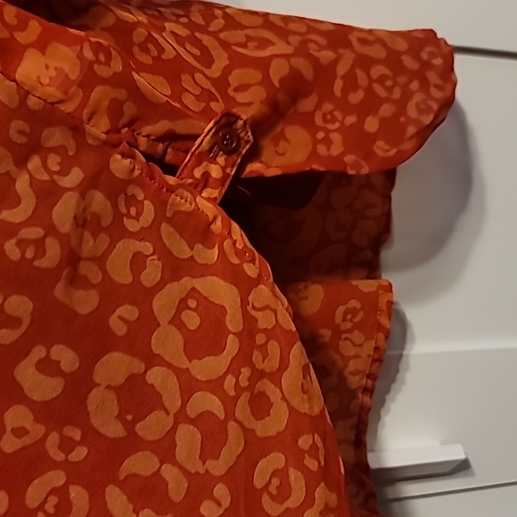 APT. 9 Tunic Top Women's 3X Terra Cotta Roll-Tab Sleeve Chiffon Layered Cheetah - Picture 5 of 12